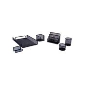 Kit de oficina de 6 piezas color negro, en malla y metal