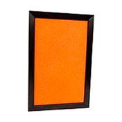 Cartelera de corcho naranja con marco negro
