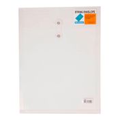 Sobre vertical de plástico transparente con cordón