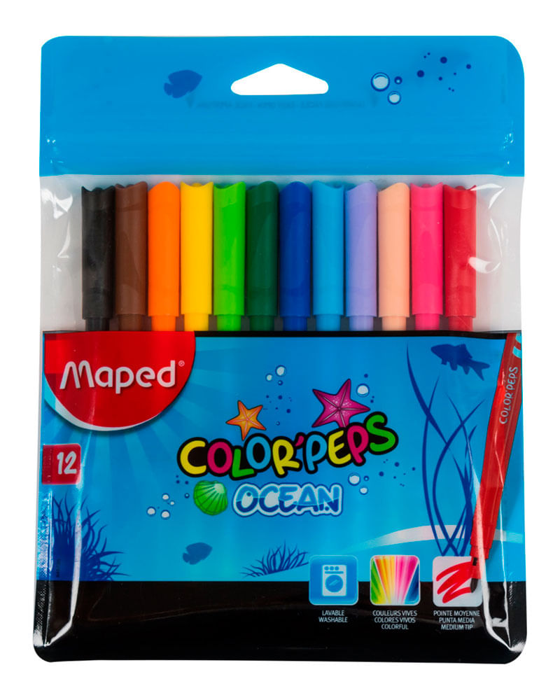 Plumones Maped Color Peps Ocean Punta Media 24 piezas