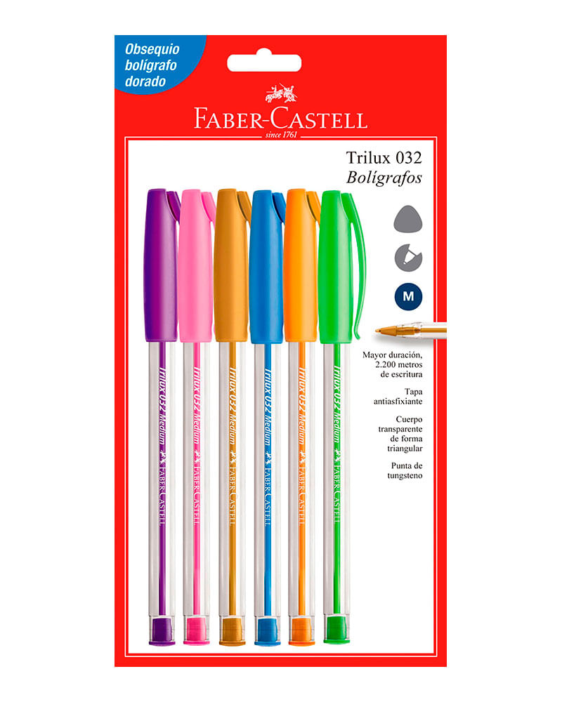 boligrafo-faber-castell-trilux-x-6-colores-7703336004805