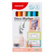 Marcadores Monami Deco 463 x 6, tonos pastel