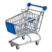 Portaútiles de escritorio color azul, diseño carrito de mercado