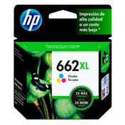 Cartucho de tinta HP 662XL Tricolor Original (CZ106AL), 8 ml
