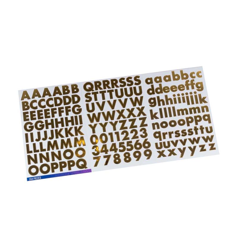 Stickers alfanuméricos dorados x 164 piezas