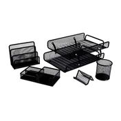 Kit de escritorio en malla metálica negra (5 piezas)