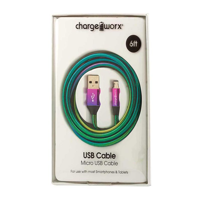 Cable cargador USB a micro USB de 1.8 m, iridiscente