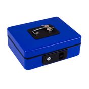 Caja menor con llave, color azul, 25 x 20 x 9 cm
