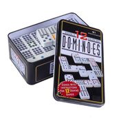 Juego de dominó doble 12, puntos de colores, estuche metálico