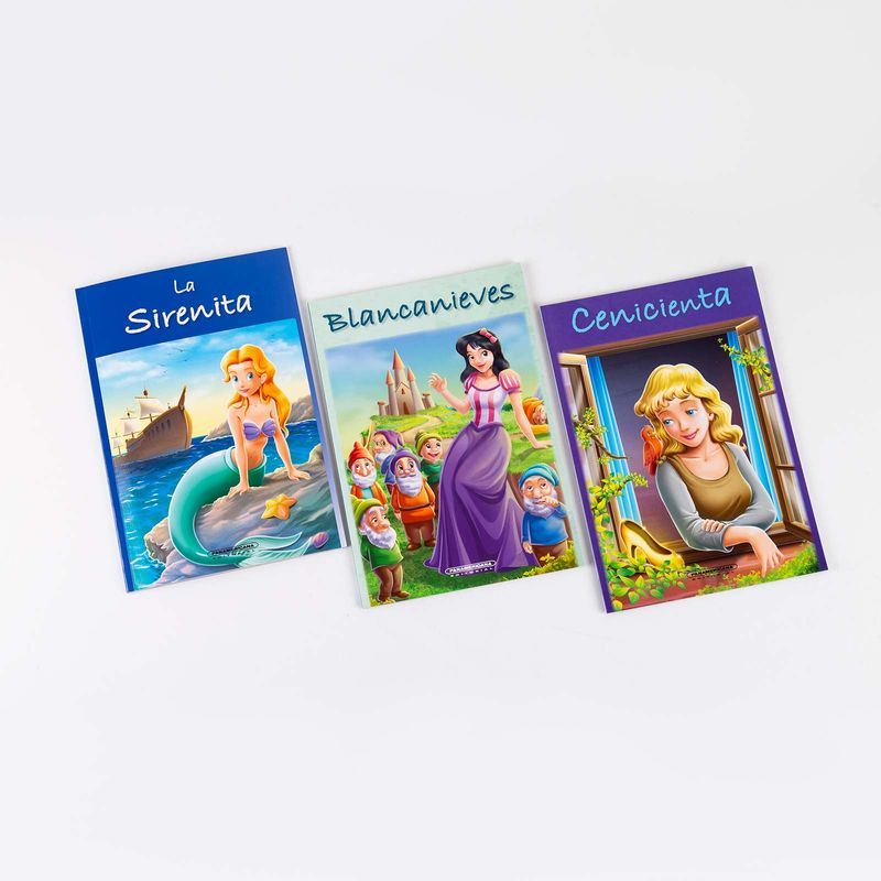 Cuentos infantiles (3 unidades): La Sirenita, Blancanieves, Cenicienta