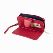 Billetera Henney Bear roja, con cremallera y broche
