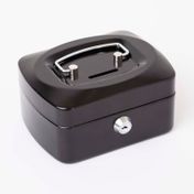 Caja menor con llave, negra, 15.8 x 12 x 8 cm