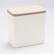 Caneca rectangular de escritorio, tapa rosada, 14.5 cm