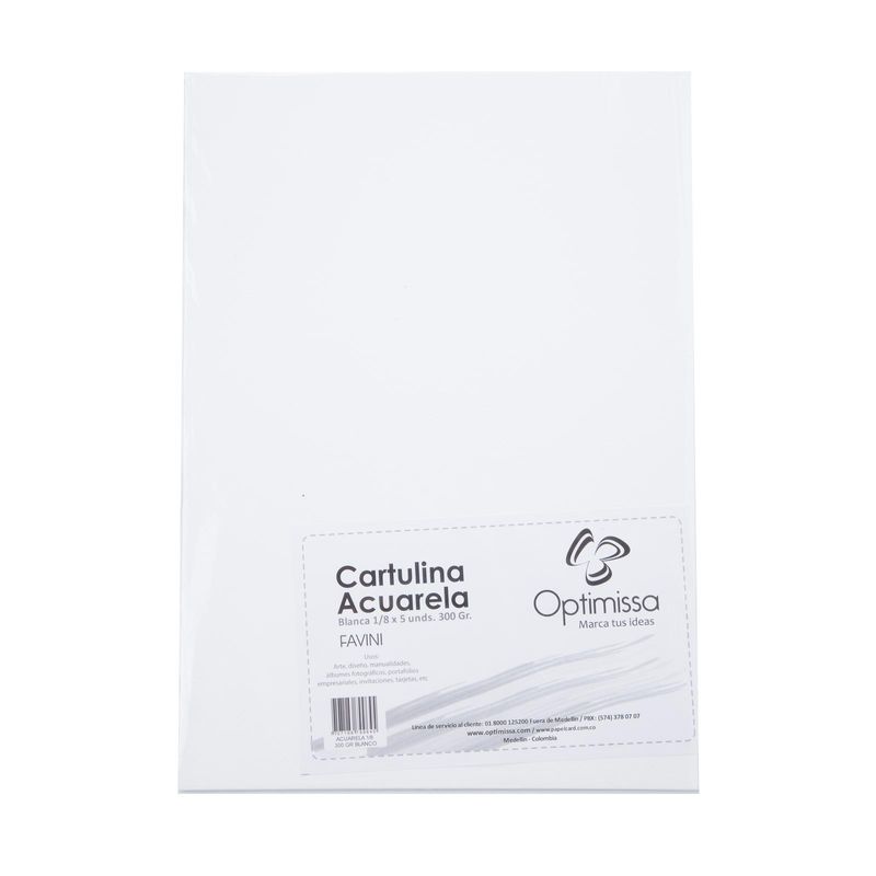 Fortalecer Lada Soleado Papel acuarela blanco de 1/8 x 5 unidades, 300 g