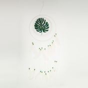 Atrapasueños de 30 cm, diseño hoja, verde con blanco