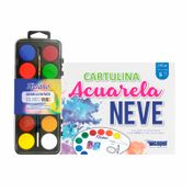 Kit acuarela en pasta + pincel +Bloc
