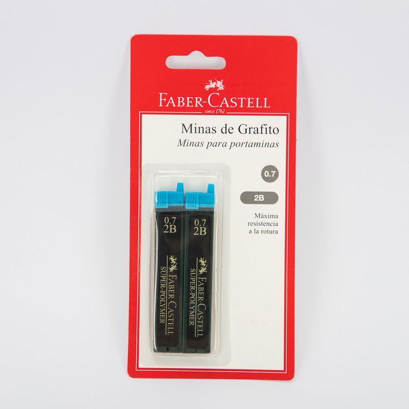 Minas Para Portaminas Faber-Castell 2B 0.7 mm 2 Tubos de 12 Minas