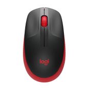 Mouse inalámbrico Logitech M190, negro y rojo