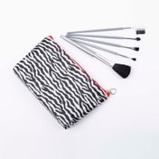 Cosmetiquera con 5 brochas de maquillaje, diseño rayas