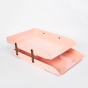 Papelera doble de escritorio, rosada