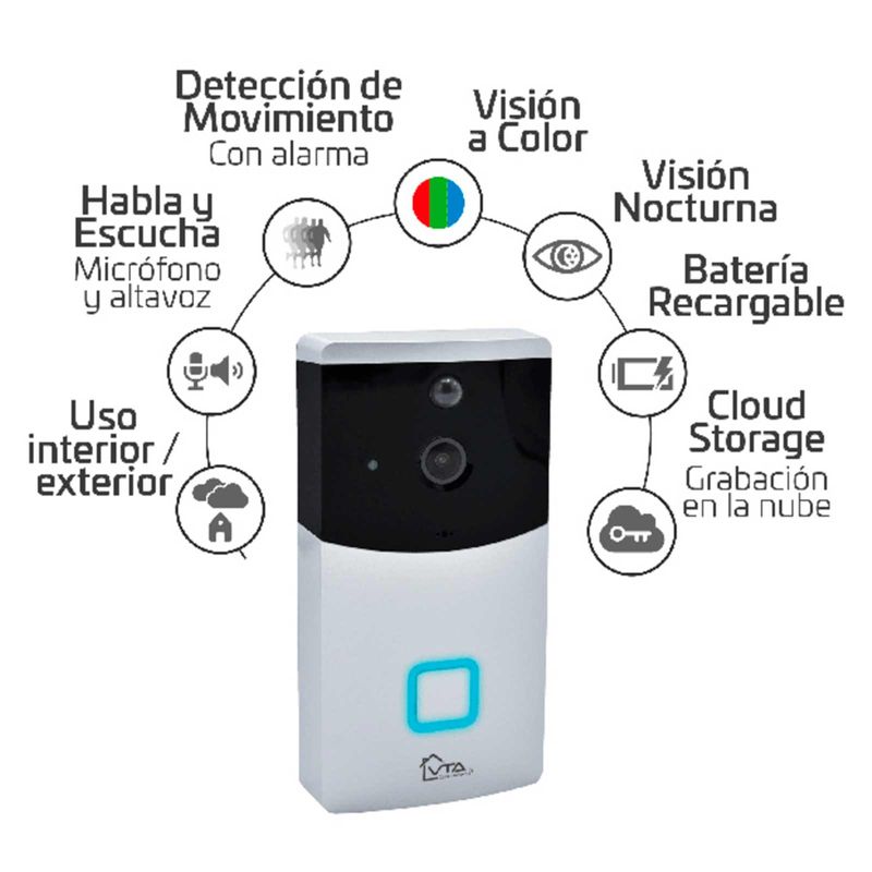 Video Portero Wifi Inteligente Full Hd, Alarma De Movimiento