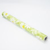 Rollo adhesivo PVC verde, 5 m x 45 cm, diseño flores