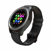 Reloj smartwatch circular, negro