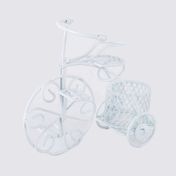 Triciclo con canasto en malla, 9 x 10 cm, blanco