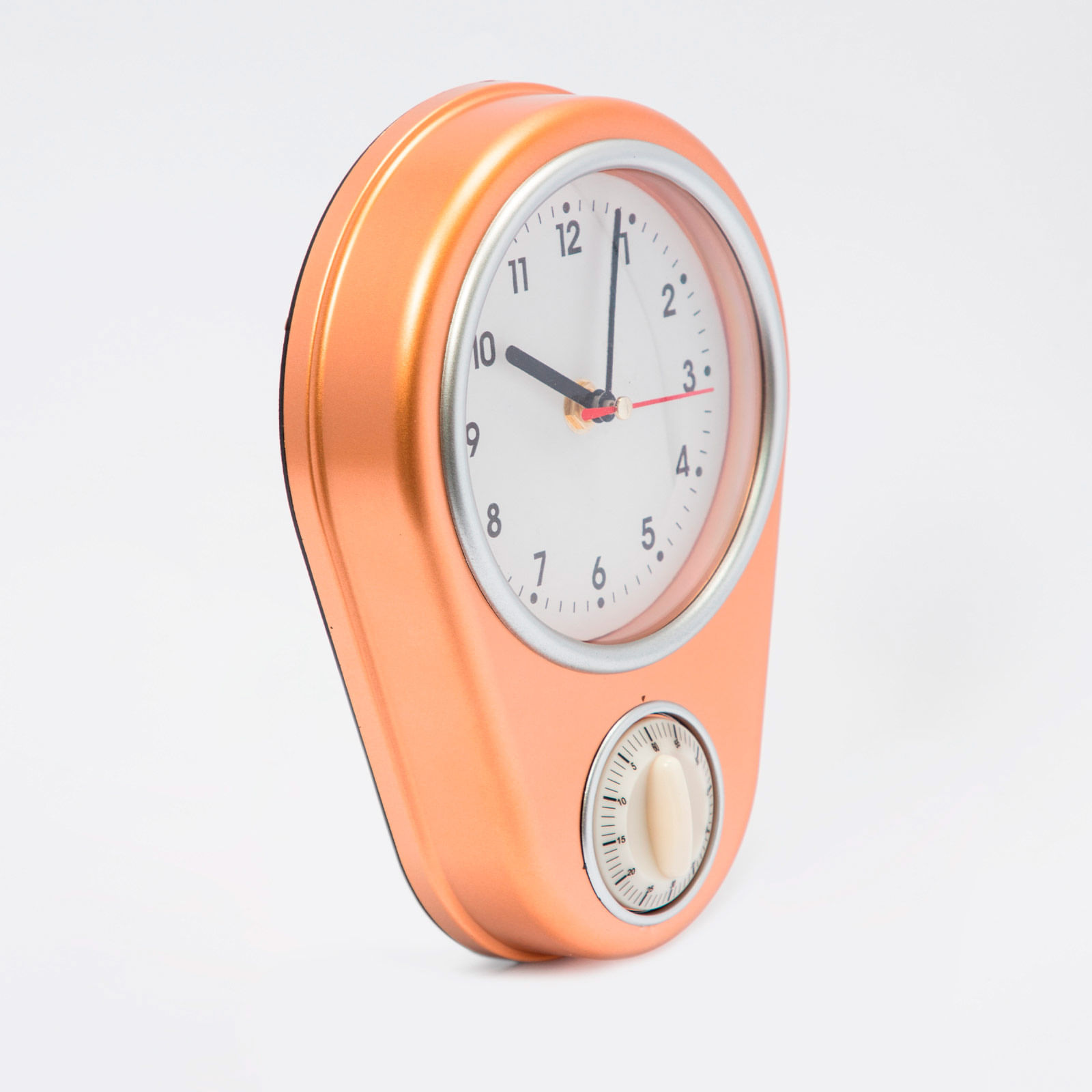 Reloj de pared, 23 cm, blanco, con temporizador de 60 minutos