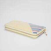 Billetera para dama con cremallera y líneas, amarillo