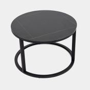 Mesa de centro auxiliar tipo mármol, negra