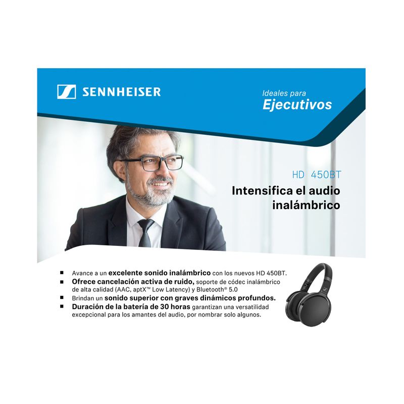 Sennheiser HD 450BT audífonos Bluetooth con cancelación activa de ruido