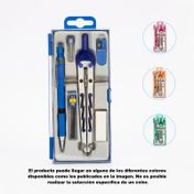 Caja matemática de 1 compás metálico + 5 piezas (surtida)