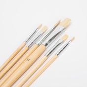 Set de pinceles planos x 6 unidades, natural