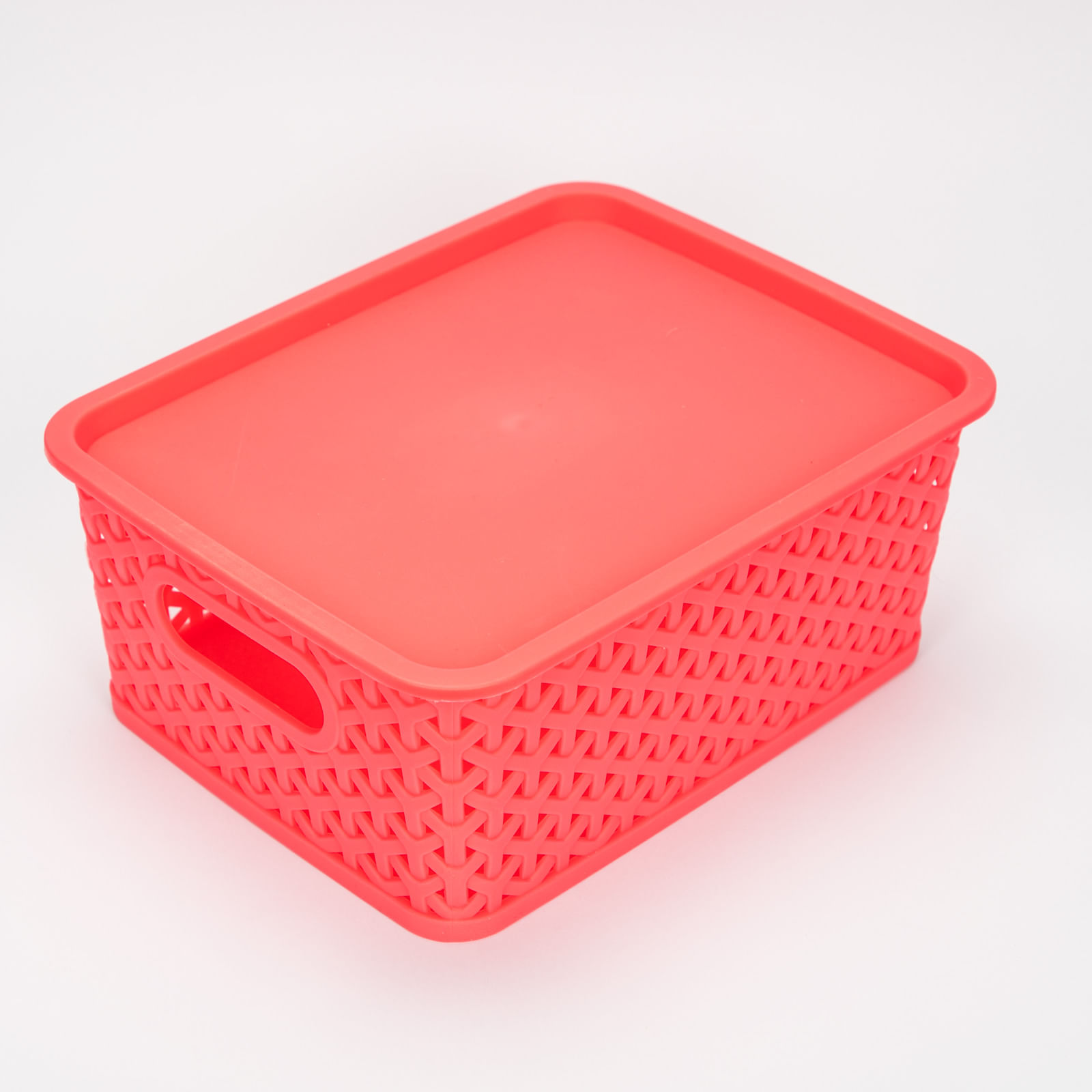 Caja organizadora rosada de 10.5 x 25 x 19.5 cm con tapa