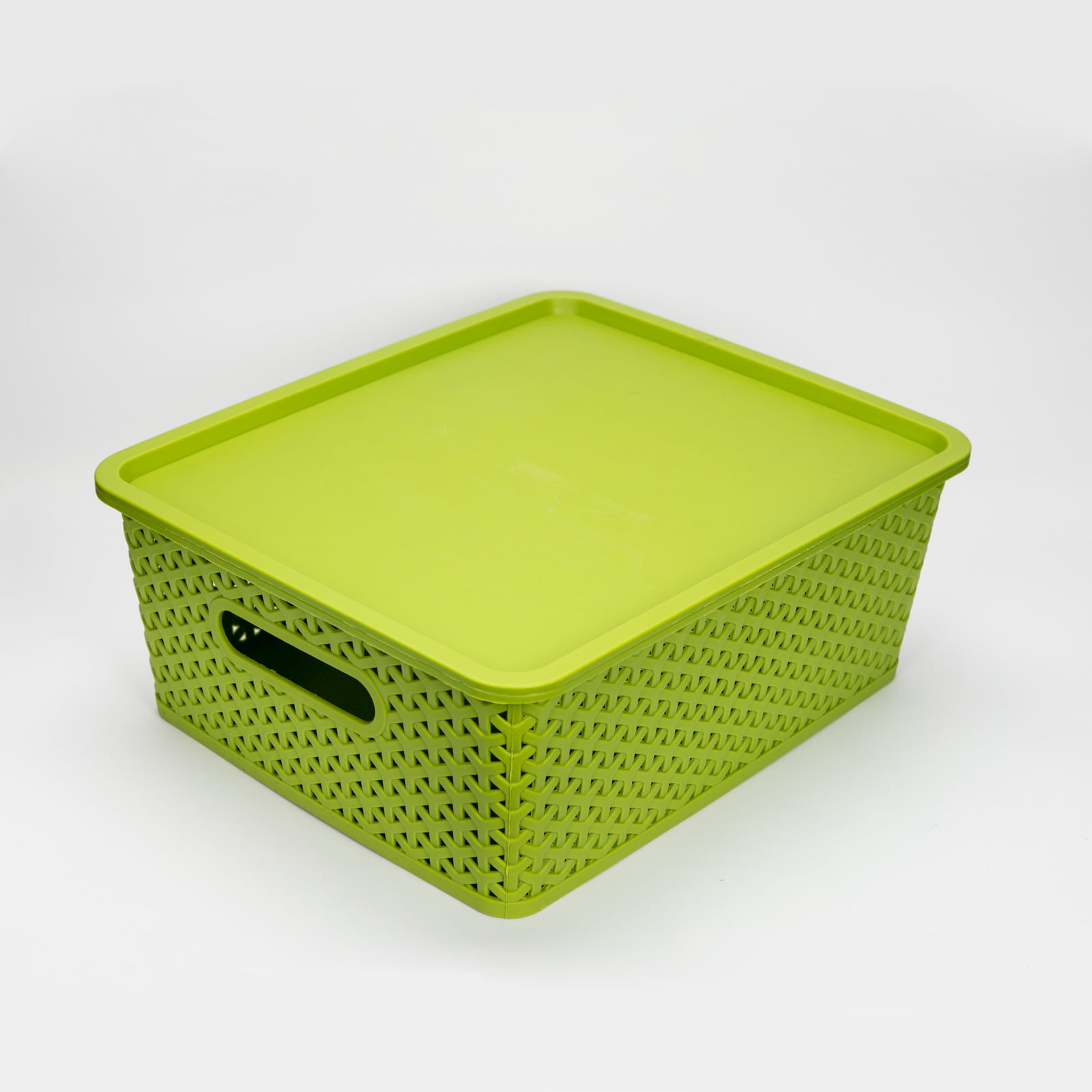 Caja organizadora verde de 14 x 36.5 x 30 cm con tapa