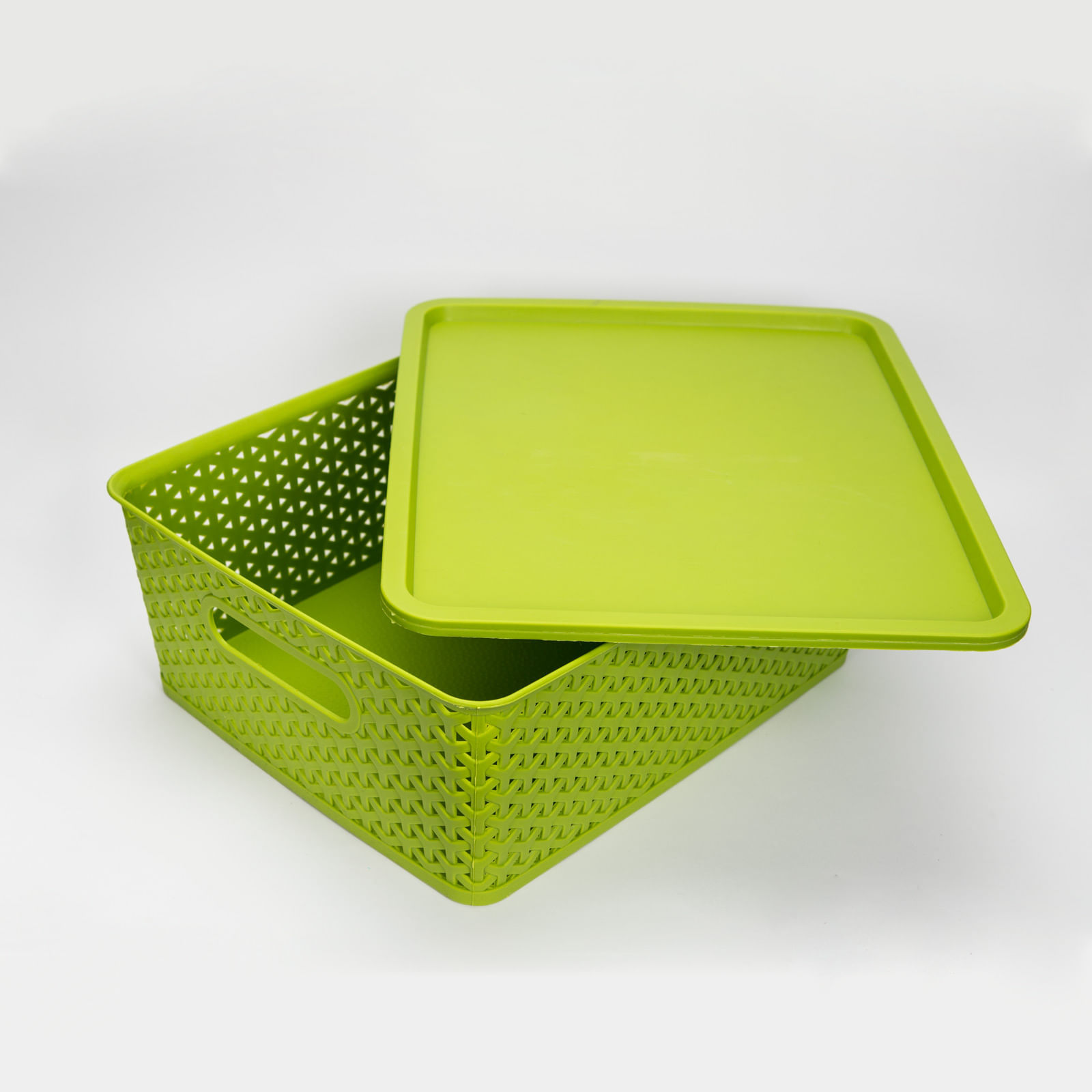 Caja organizadora verde de 14 x 36.5 x 30 cm con tapa