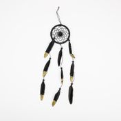 Atrapasueños de 43 cm con plumas, negro de puntas doradas