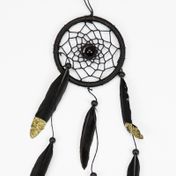 Atrapasueños de 43 cm con plumas, negro de puntas doradas