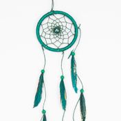 Atrapasueños de 43 cm con plumas, verde de borde dorado