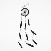 Atrapasueños de 43 cm con plumas, negro de borde dorado