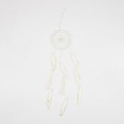 Atrapasueños de 43 cm con plumas, blanco de borde dorado