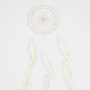 Atrapasueños de 43 cm con plumas, blanco de borde dorado
