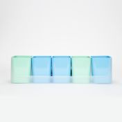 Organizador multiusos con 5 portaobjetos, azul y verde menta