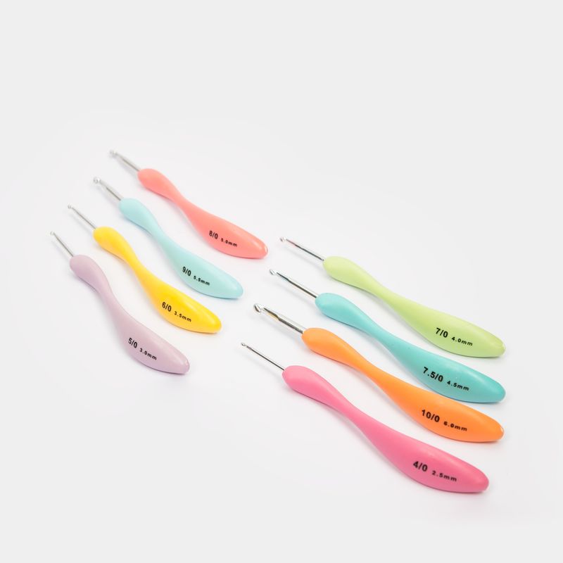 Set de agujas de croché con mango plano x 8 unidades