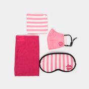 Set de cosmetiquera rosada con accesorios x 5 piezas