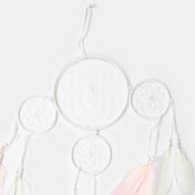 Atrapasueños de 45 cm con 4 aros y plumas blancas y rosadas