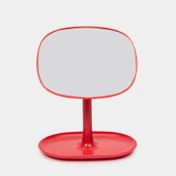 Espejo de mesa con soporte rojo