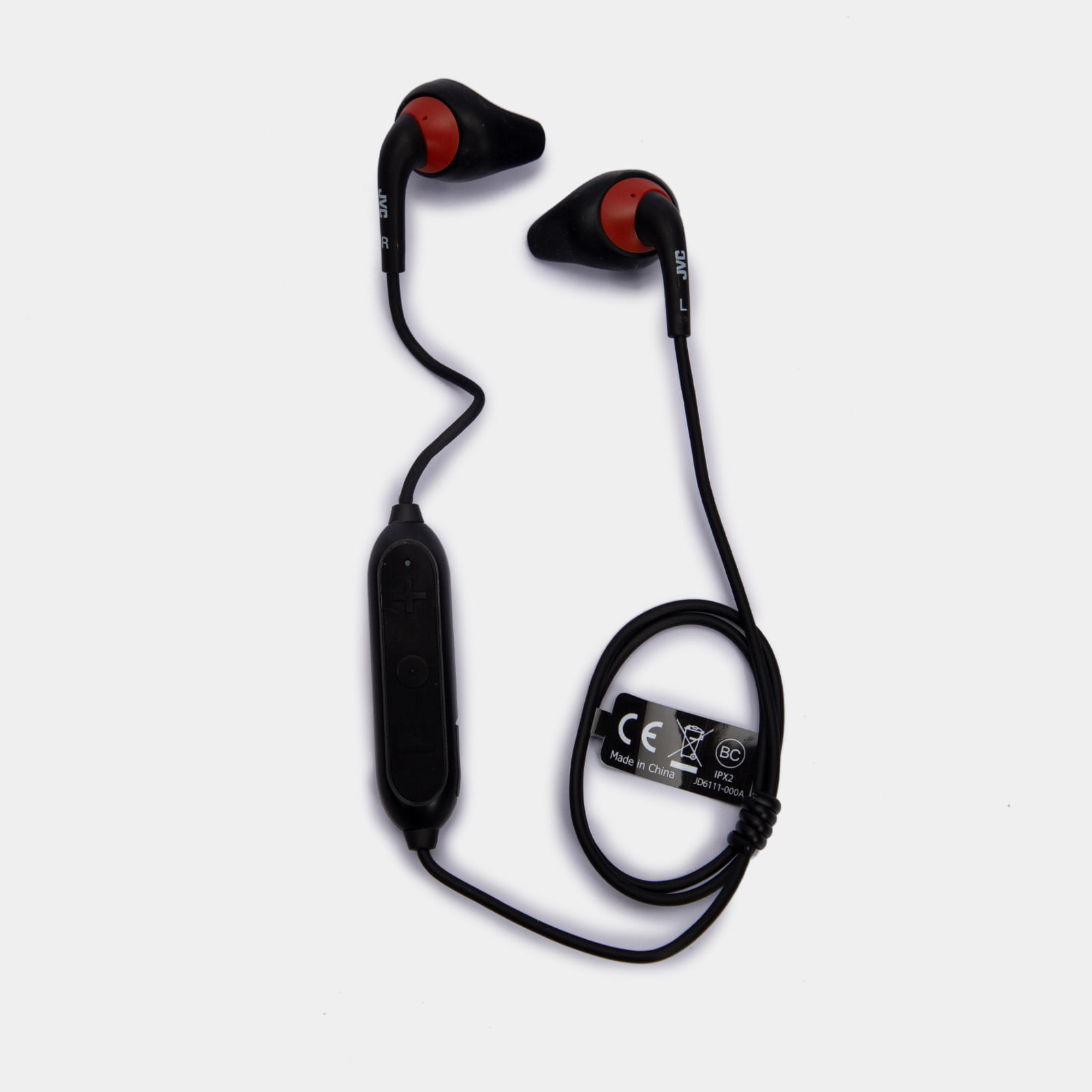 Audífonos inalámbricos JVC Gumy Sport, negros con rojo