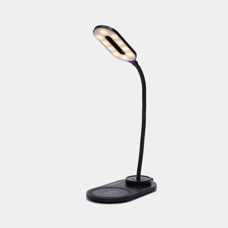 Lámpara de luz led con cargador inalámbrico de 10 W, negra